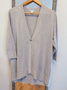 J.Jill Silver  Shade of Gray L Summer Linen Cardigan